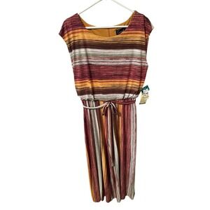Connected Apparel Womens Striped Wide Leg Jumpsuit Multi-Color Size 10 TFT68331
